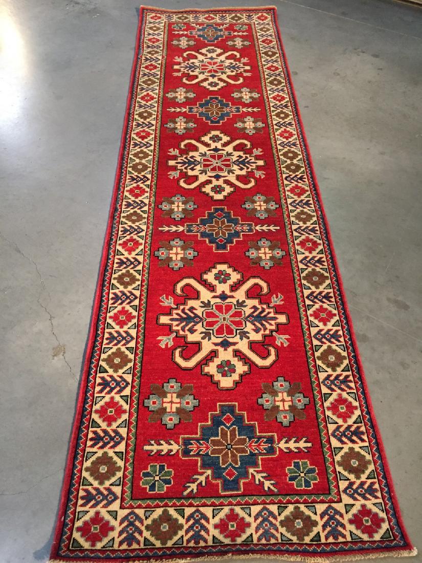 Hand Knotted Wool Pak Kazak Runner Rug 2.9x9.9 (1 of 7)