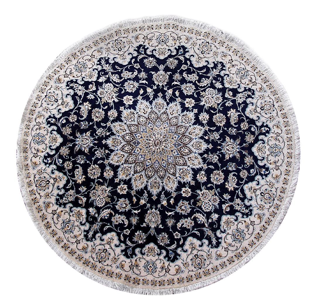 Persian Nain Wool & Silk Highlighting Handmade Rug 7x7 (1 of 6)