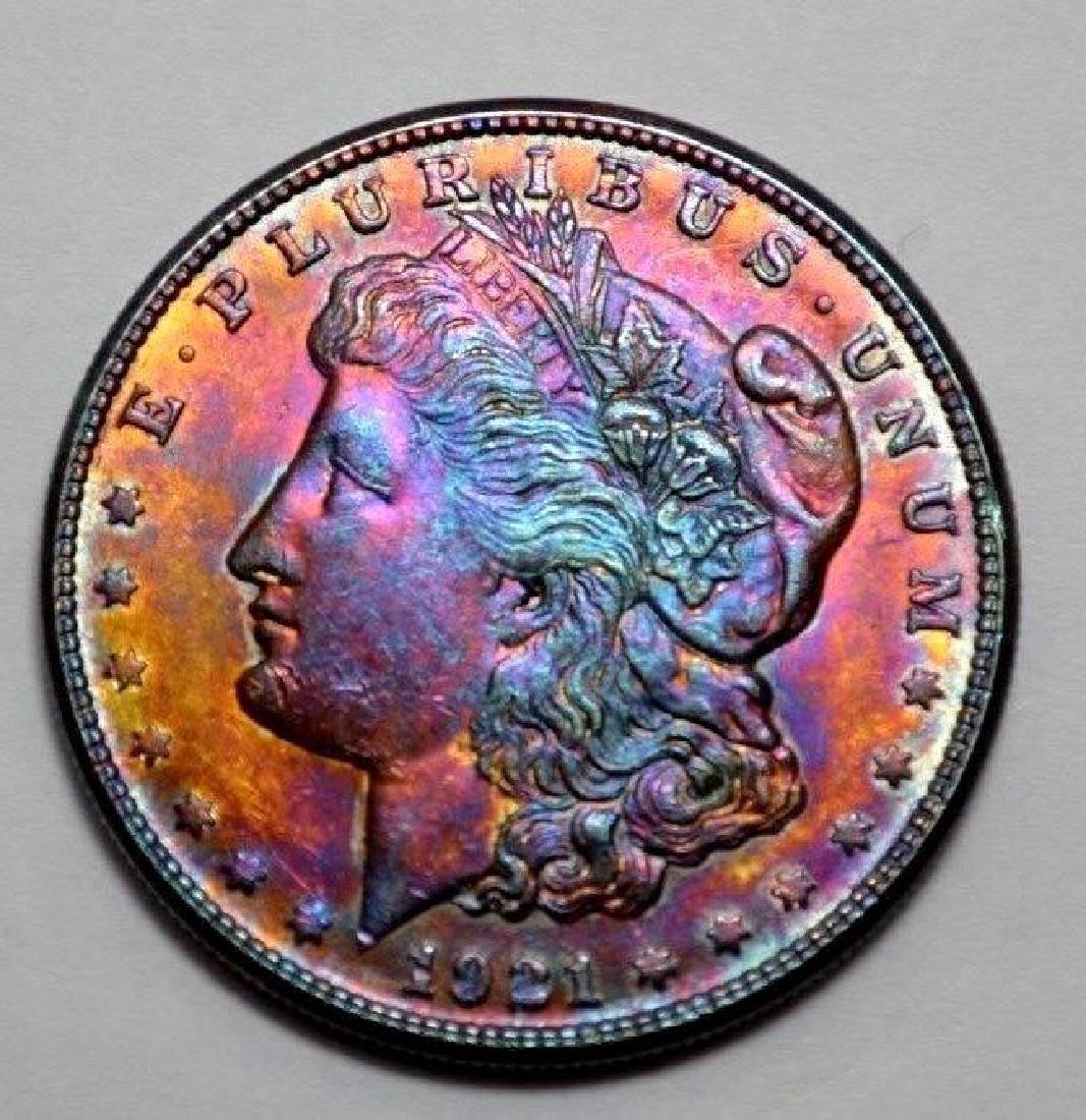 1921 S Rainbow Morgan Silver Dollar Coin (1 of 2)