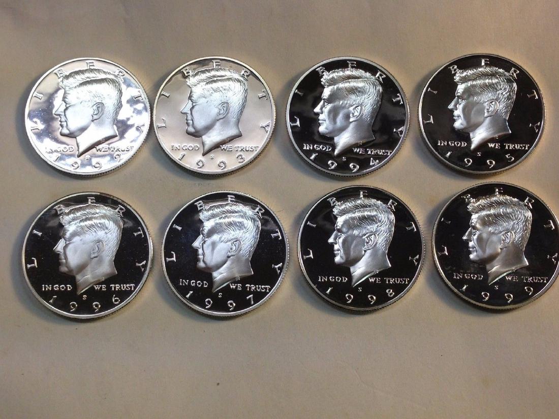 1992-1999 Silver Proof Kennedy Half Dollars 8 Coins (1 of 2)