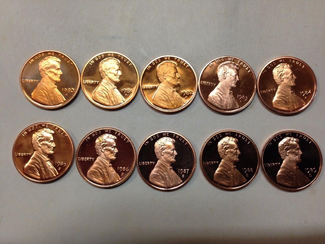 1980-1989 Proof Lincoln Cents 10 Coins (1 of 2)