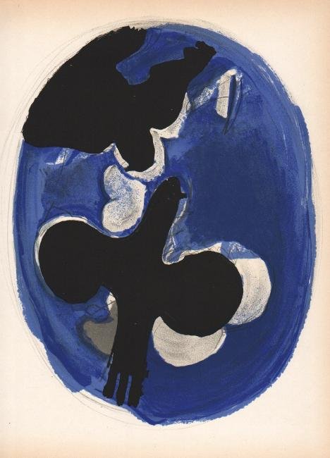 GEORGE BRAQUE - Untitled - Color Lithograph: Artist: GEORGE BRAQUE Print Title: Untitled Printing Date: 1955 Printed by: Mourlot for the deluxe art revue Verve, Quite often these had either text or other images on the reverse. Paper Size (approx