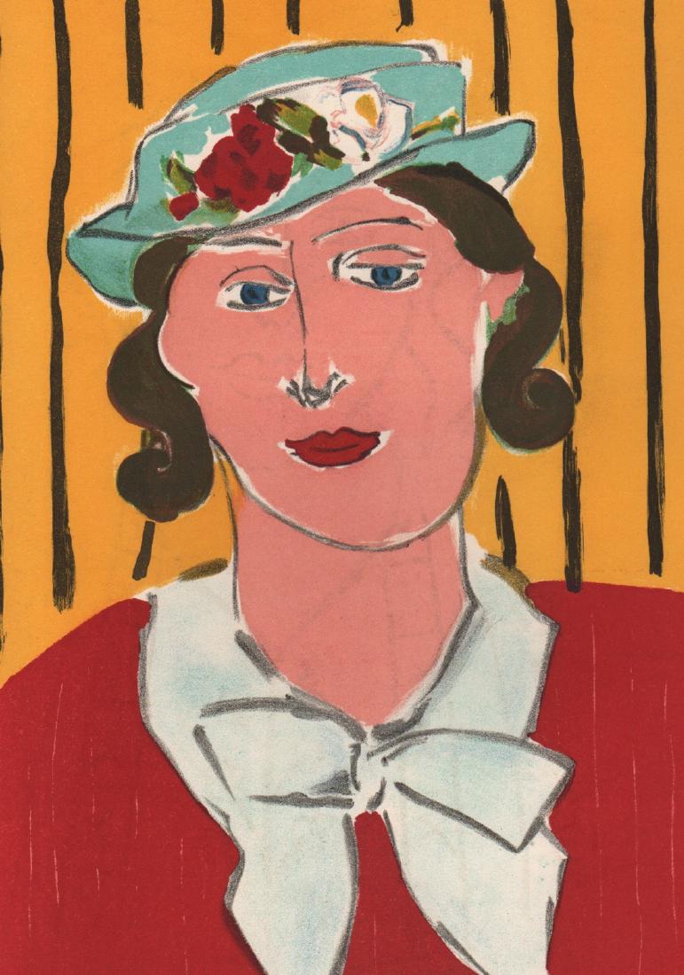 HENRI MATISSE - Femme au Chapeau: Artist: HENRI MATISSE Print Title: Femme au Chapeau Printing Date: 1939 by Mourlot, France, Issued in Verve with some writing on the Verso Medium: Lithograph Paper size (inches) approx. 10 x 14" Image