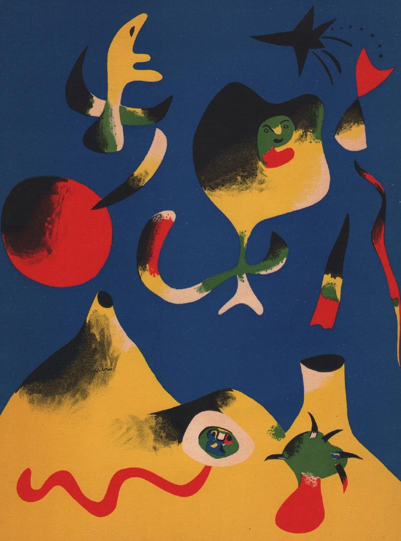 JOAN MIRO - Air: Artist: JOAN MIRO Print Title: Air Printing Date: 1938 by Mourlot, France, Issued in Verve Medium: Lithograph Image size (inches) approx. 10 x 14" Joan Miro, was a Spanish painter, sculptor, and ceram