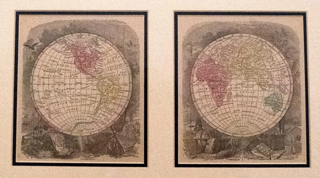 Morse Map of the World World Hemishpheres 1857: Morse Map of the World World Hemishpheres 1857 . Morse / Gaston, 1857 New York, 5.5 6.5 In. Each Map. a Quite Nice Map of the Two Hemispheres Separated Into Two Sections and Matted With Two Windows. M