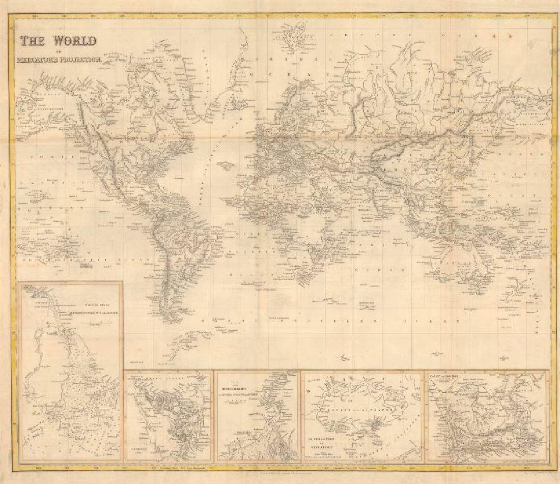 World on Mercator's Projection 1841 Map (1 of 3)