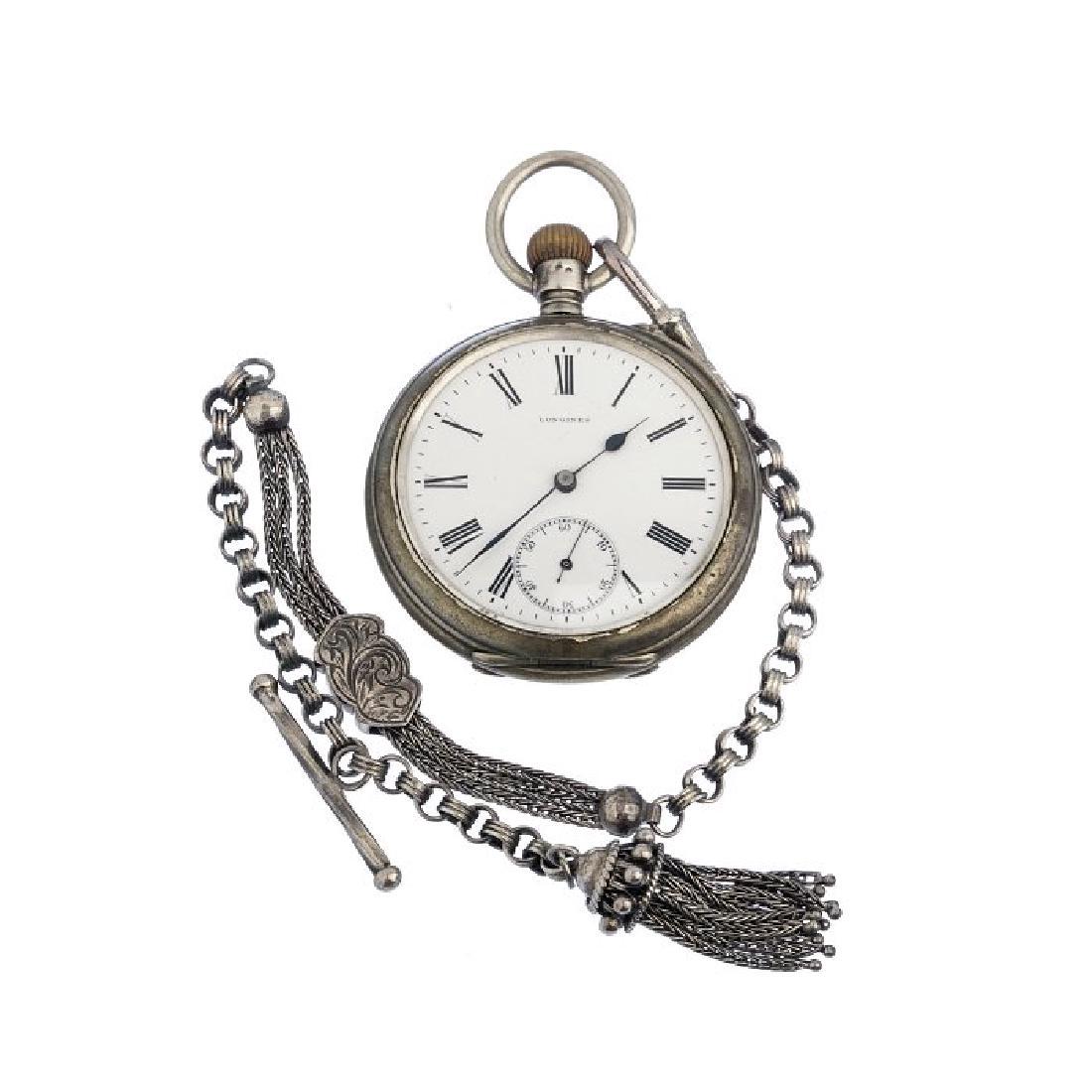 Vintage Longines Pocketwatch With Silver Chain 1910 (1 of 1)