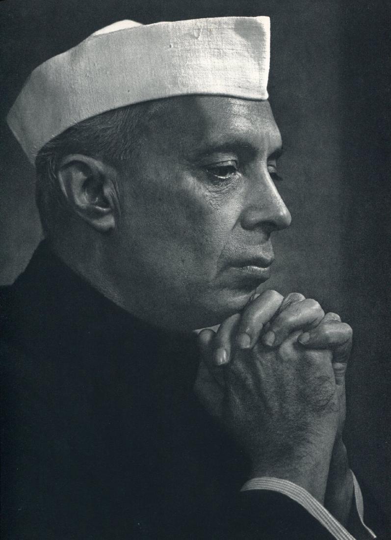 YOUSUF KARSH - Jawaharlal Nehru: Artist: YOUSUF KARSH Print Title: Jawaharlal Nehru Printing Date: 1967 in the Netherlands Medium: Vintage Sheet-Fed Gravure Image size (inches) approx. 9 x 11.5" Yousuf Karsh (1908-2002) was an Armeni