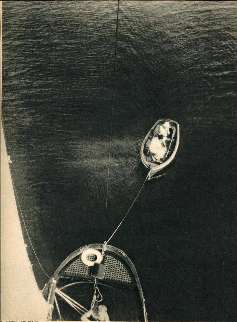 PROF. LASZLO MOHOLY-NAGY - Lifeboat: Artist: PROFESSOR LASZLO MOHOLY-NAGY Print Title: Lifeboat One of the great experimenters at the Bauhaus, famous for the development of the Photogramm Medium: Vintage Sheet-fed Gravure Printing Date: 