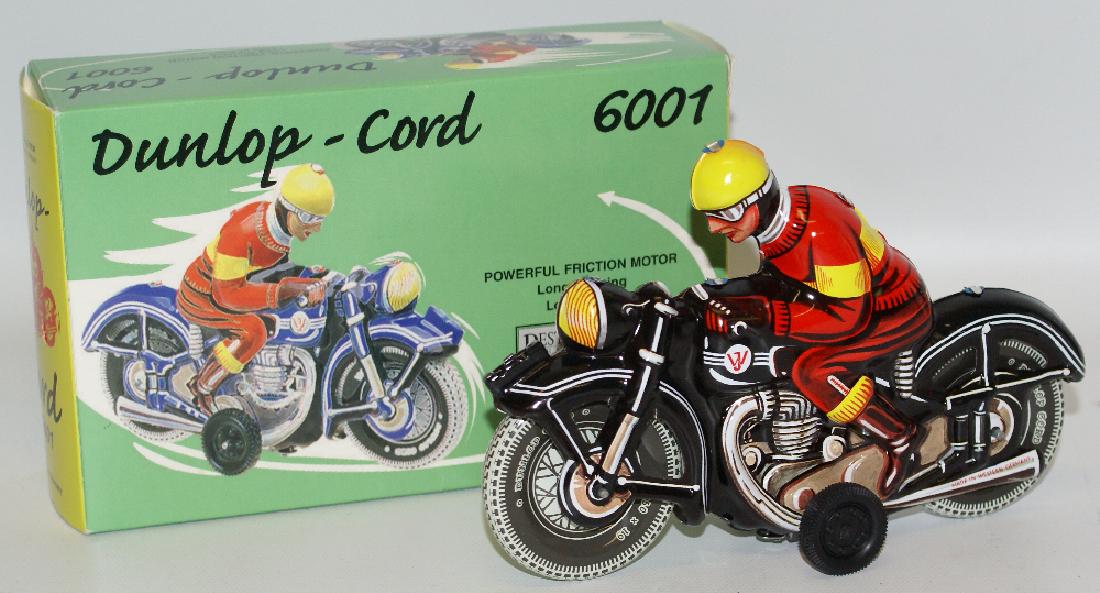Retro Style Tin Litho DUNLOP-CORD 6001 MOTORCYCLE Toy (1 of 1)