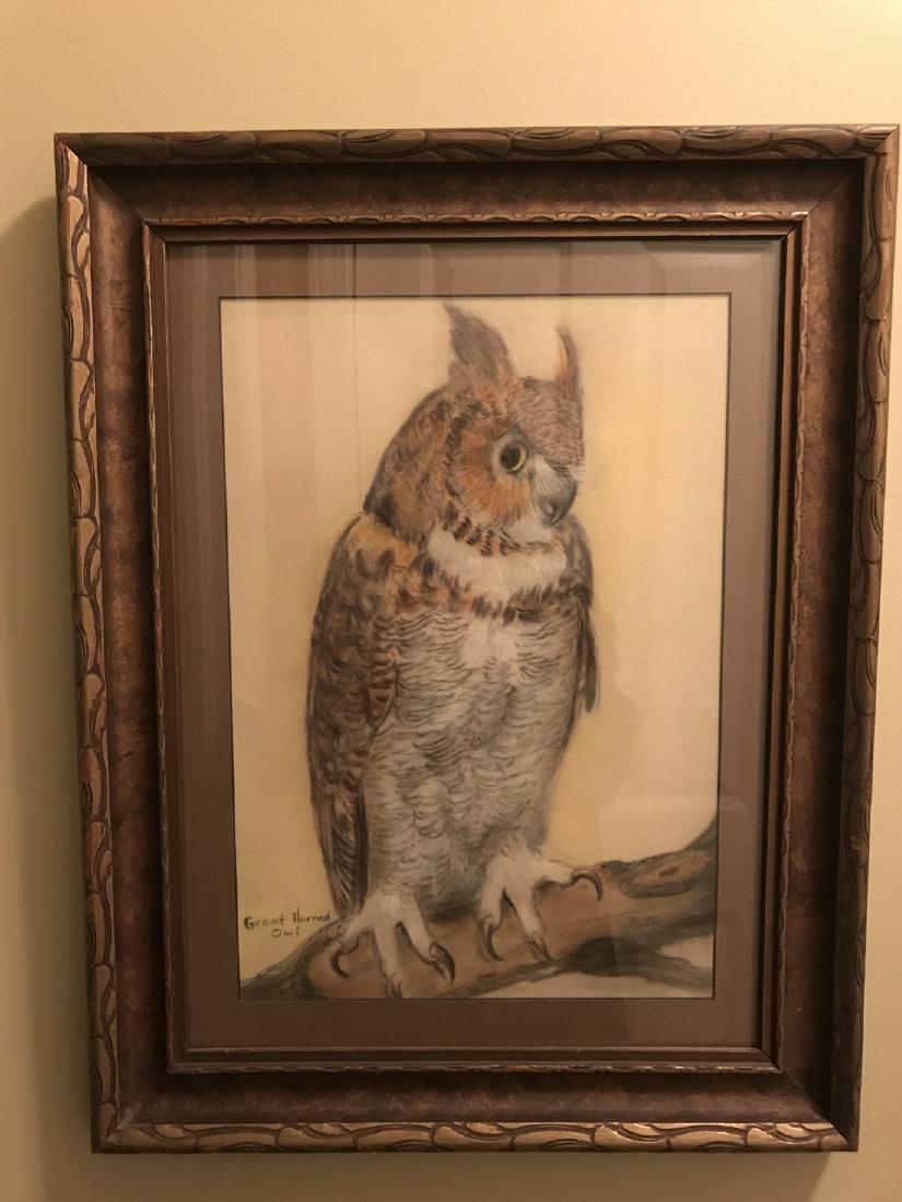 Great Horned Owl Pastel Painting (1 of 2)