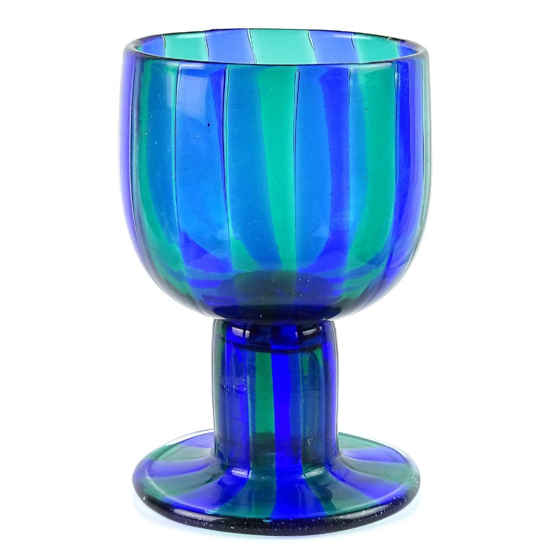 Dino Martens Blue Green A Canne Ribbons Glass Cup (1 of 2)