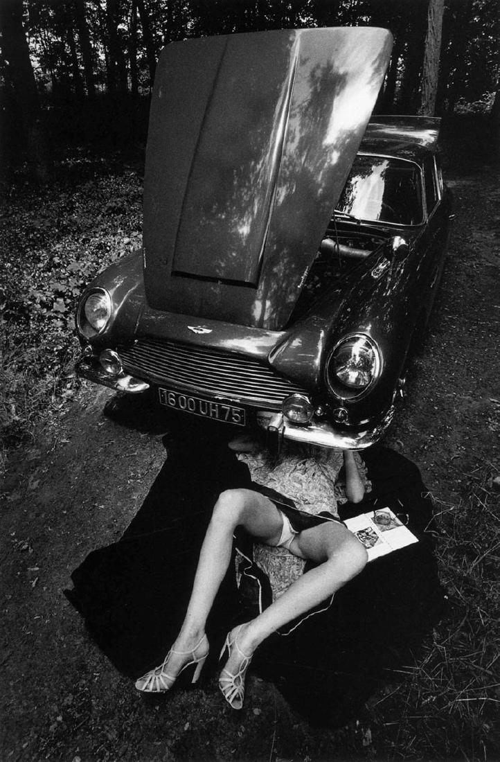 JEANLOUP SIEFF - Under the Car - Open Bonnet: Artist: JEANLOUP SIEFF Print Title: Under the Car - Open Bonnet Printing Date: 1992 Medium: Glossy PhotoLitho Poster Printer: Taschen (German printers) Image Size: 11.75" x 16.5" Jeanloup Sieff (1933-