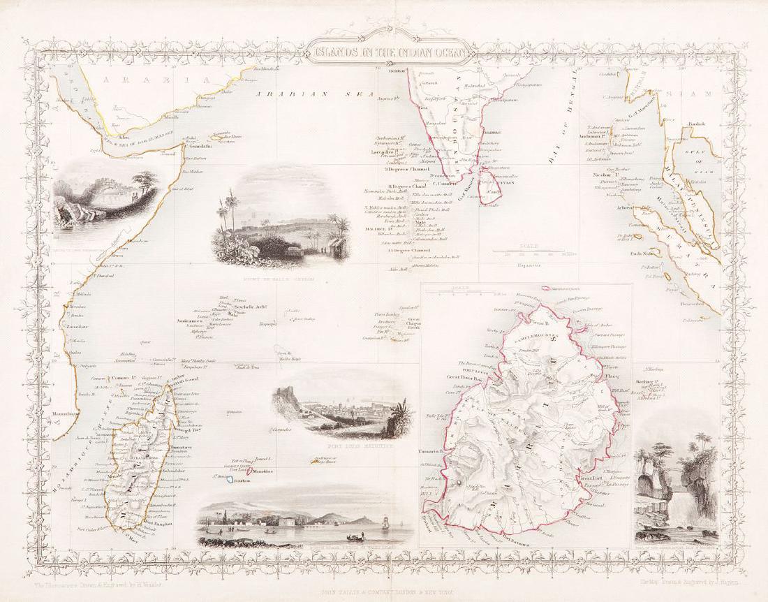 Tallis: Map of Islands in the Indian Ocean, 1851 (1 of 1)