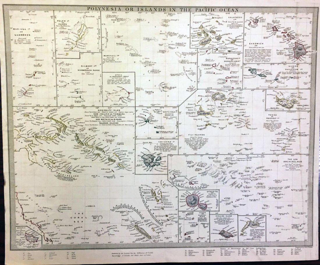 SDUK: Map of Polynesia or Islands in the Pacific, 1840 (1 of 1)