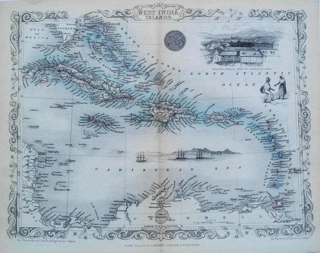 Tallis: Map of the Caribbean & West India Islands, 1851 (1 of 1)