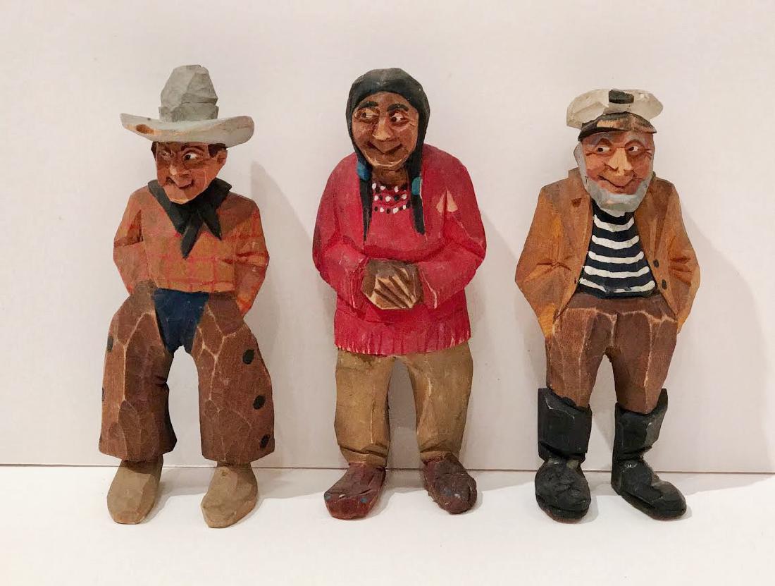 3 Folk Art Carved & Painted Figures, Minnesota (1 of 10)
