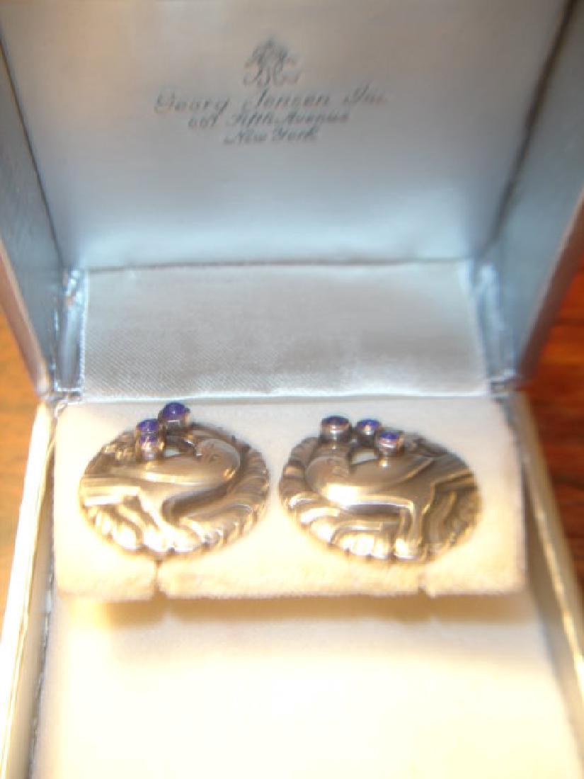 Georg Jensen Sterling Silver Lapis Dove Earrings (1 of 4)