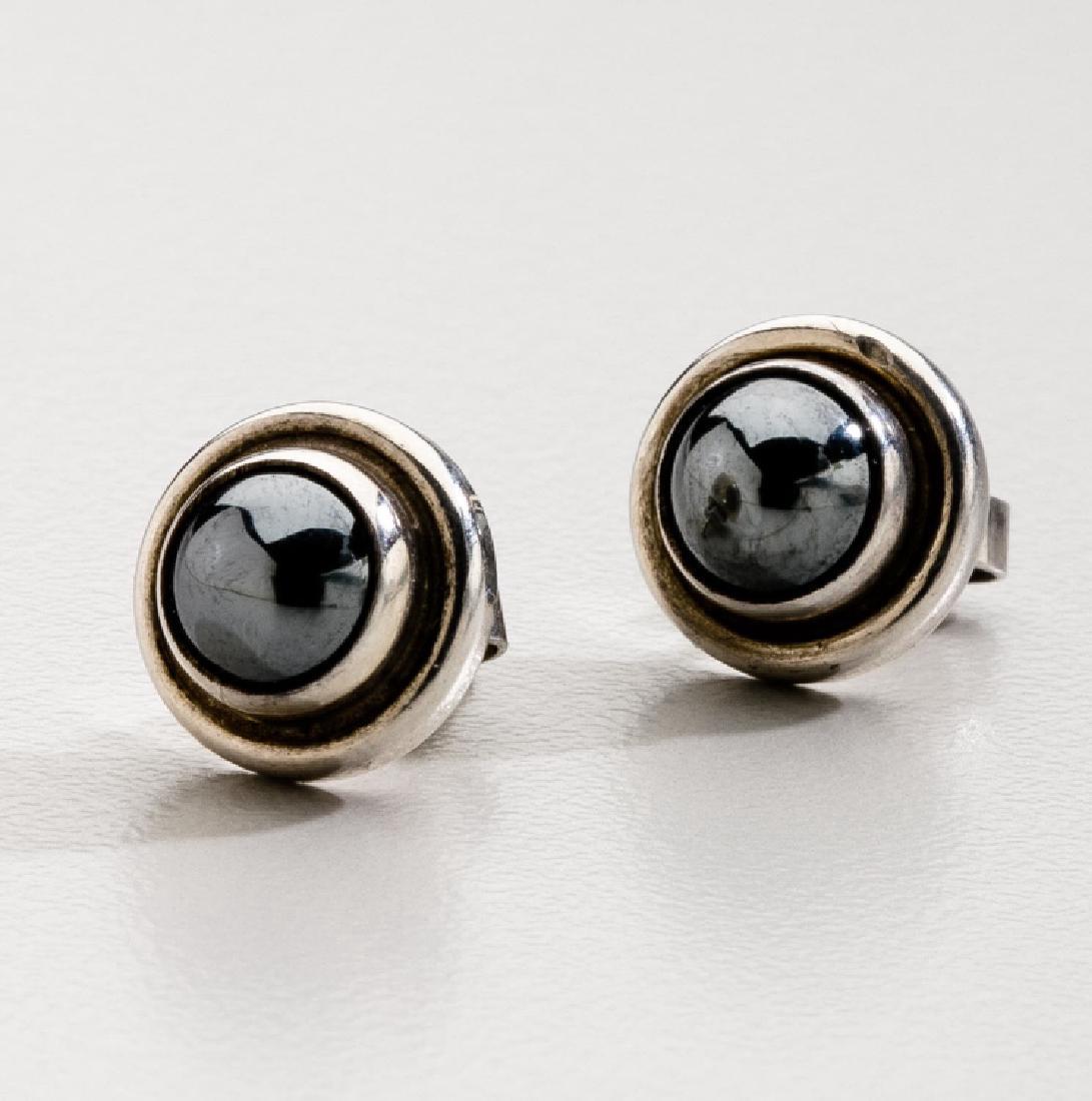 Georg Jensen Sterling Silver Hematite Earrings No. 8 (1 of 2)