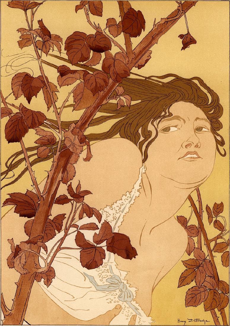 Henri-Julien Detouche: In the Thorns: Henri-Julien DETOUCHE (1854-1913) – In the Thorns. Color lithograph on thick wove paper, 1898. Published in April 1898 by L'Estampe Moderne, with the embossed stamp (Lugt 2790). Printed at the Impri