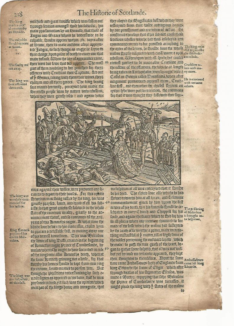 1577 Woodcut Leaf Holinshed Historie Scotland Execution (1 of 2)