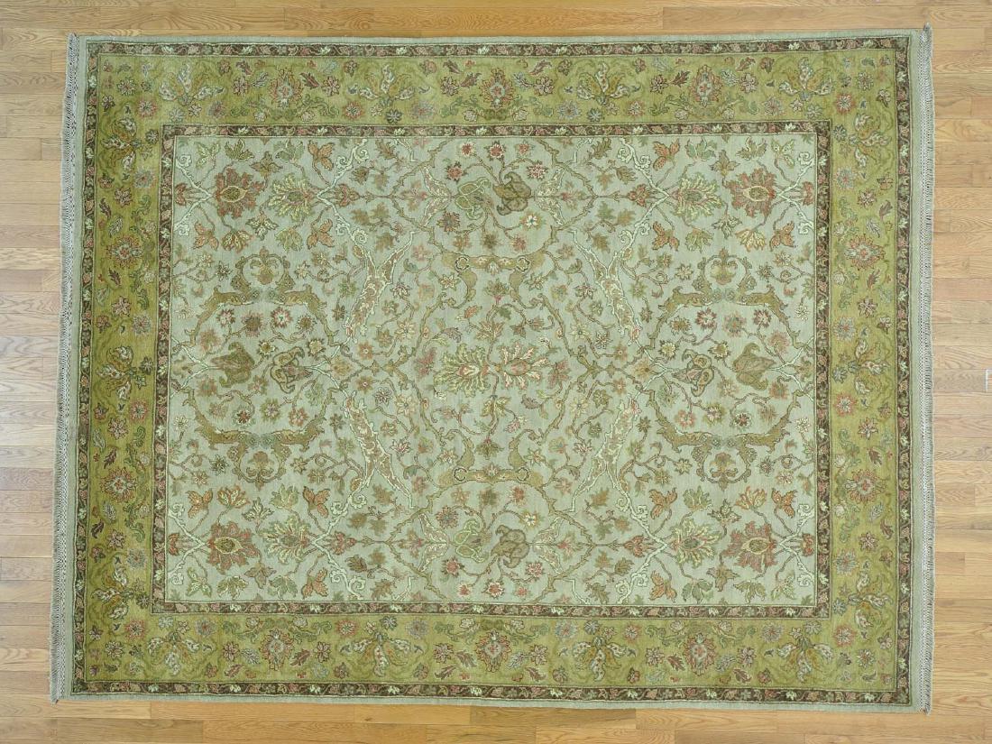 Rajasthan Pure Wool Hand Knotted Rug 8.2x10.4: Thick and Plush Rajasthan Pure Wool Hand Knotted Rug. It has been Knotted for months and months in the centuries-old Persian weaving craftsmanship techniques by expert artisans. 8'2"x10'4" Please note