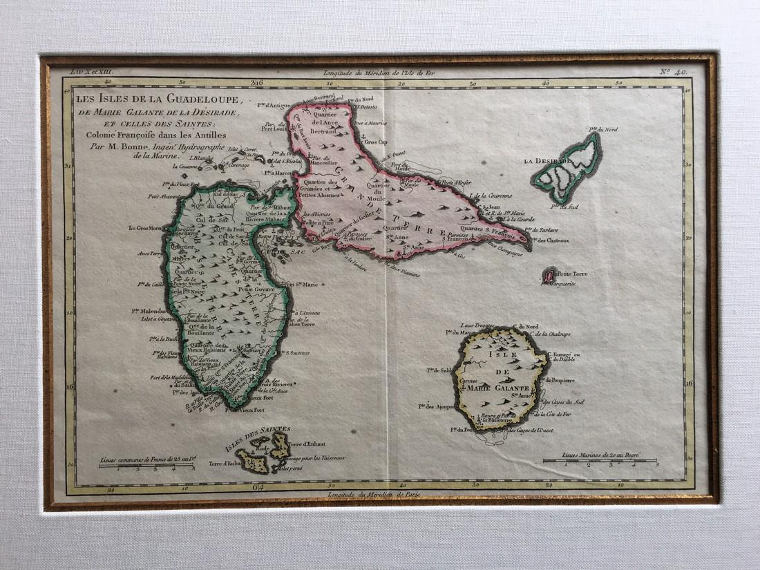 Bonne: Les Isles de la Guadeloupe Map, 1760 (1 of 1)