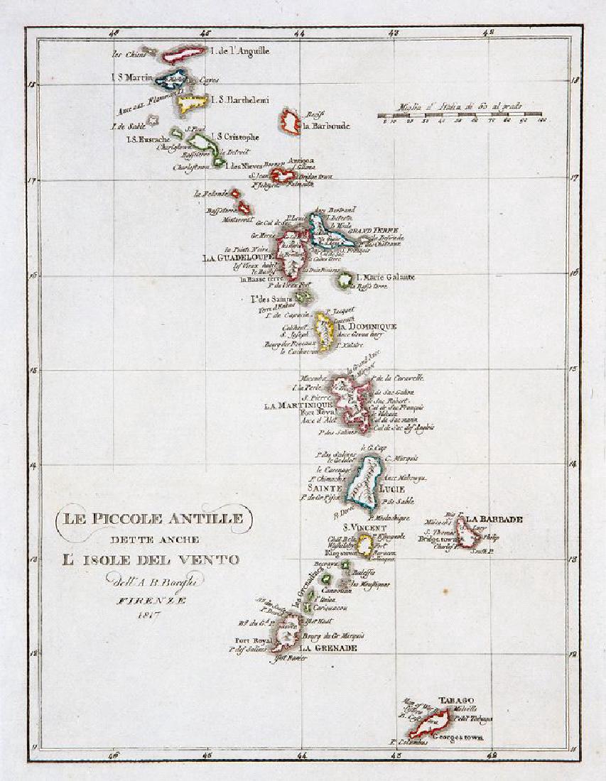Borghi: Map of the Lesser Antilles, 1817 (1 of 1)
