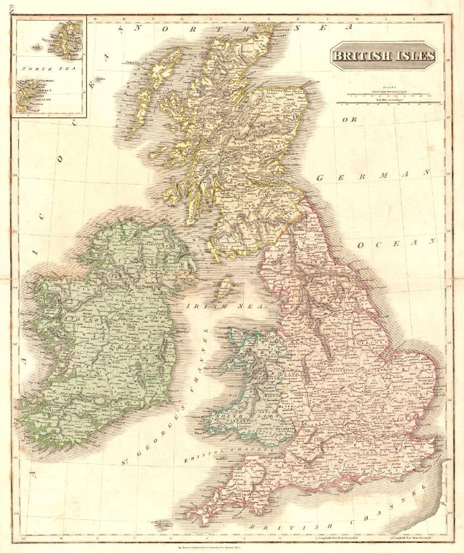 Thomson: Map of British Isles, 1815: Map: British Isles Publication Date: 1815 Size: Elephant Folio – 23.60 H x 19.80 W Inches Authors: JOHN THOMSON & CO., THOMSON, JOHN Publisher: JOHN THOMSON & CO. Engraved for Thomson's New General