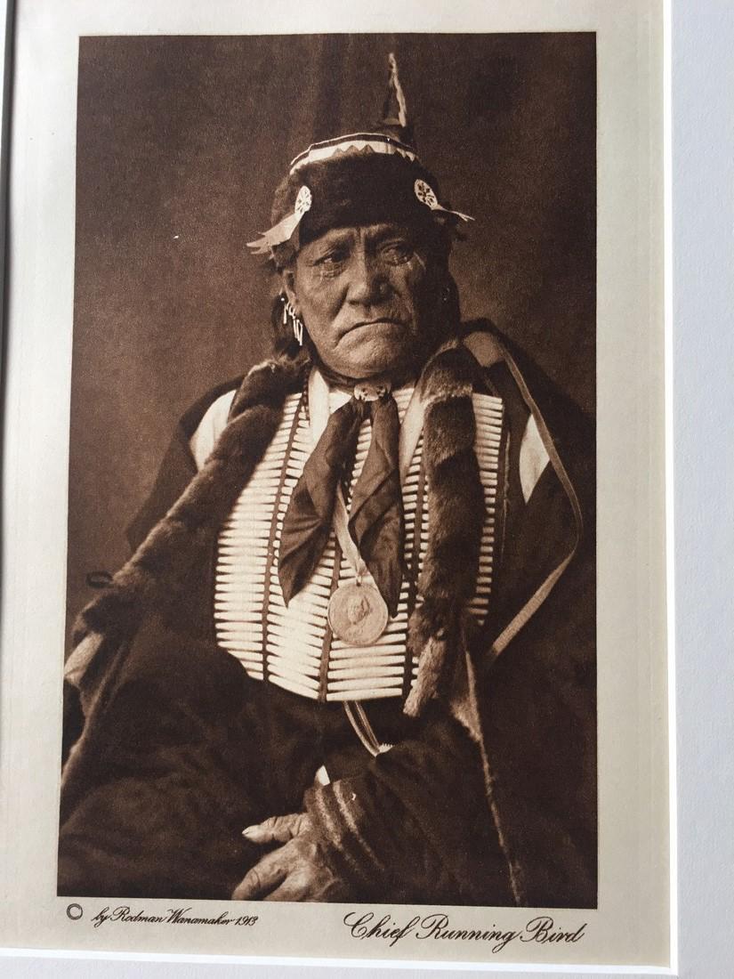 Chief Running Bird: Chief Running Bird Photogravure, Rodman Wanamaker, The Vanishing Race, 1914, 8tvo Please note that this lot has a confidential reserve. When you leave a bid in advance of the auction, submit your maxi