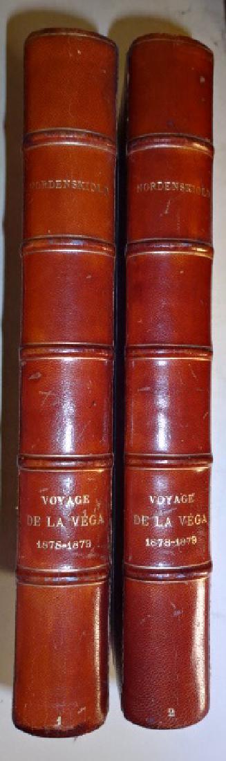 1883 Voyage De La Vega Autour ... by A.E. Nordenskiold: 1883 Voyage De La Vega Autour De L’Asie Et De L’Europe..”, by A.E. Nordenskiold. Two Volume Set “Voyage De La Vega Autour De L’Asie Et De L’Europe..”, by A E Nordenskiold, Charles Rabot,