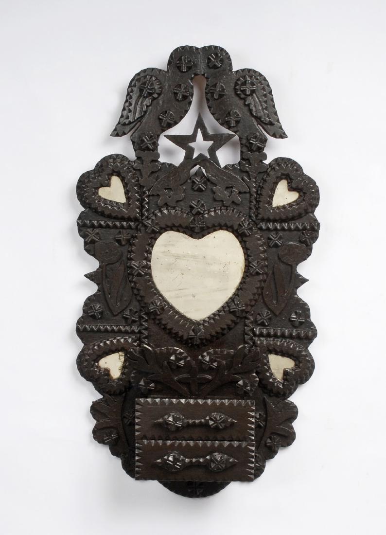 John Zadzora ‘Kissing Doves’ Tramp Art Wall Pocket (1 of 6)