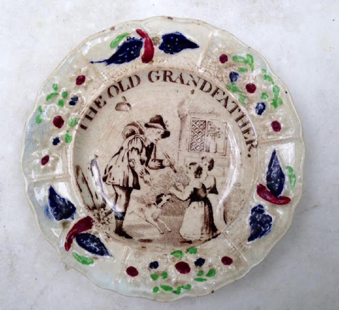 19th C "The Old Grandfather " Soft Paste Child's Plate (1 of 4)