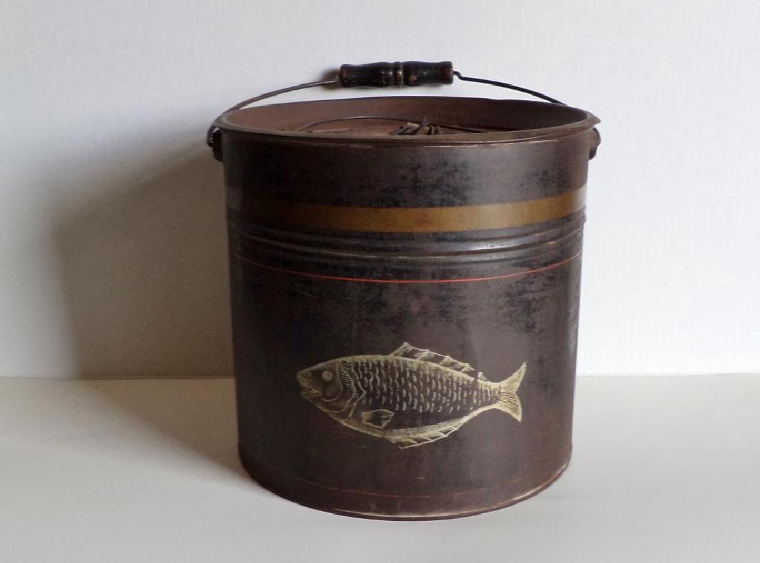1920's Metal Minnow Bucket with Original Paint (1 of 7)