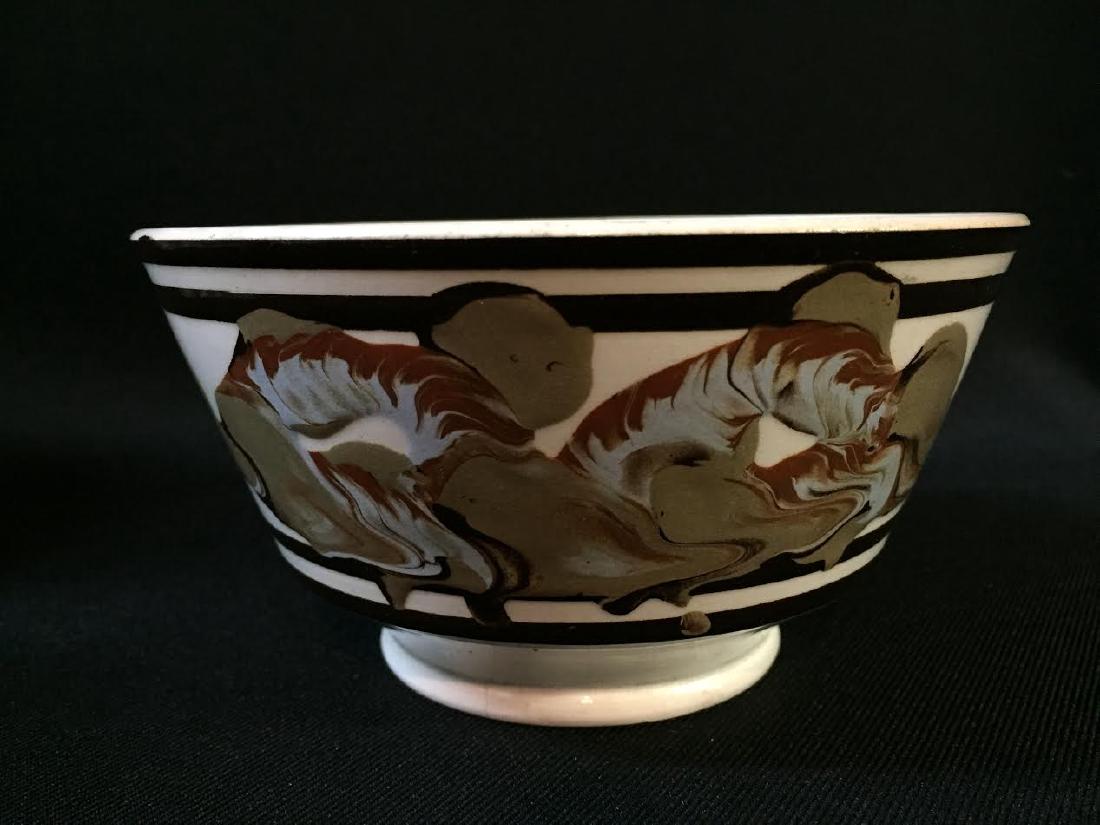 19th C. Mocha Mochaware Earthworm Waste Bowl (1 of 6)