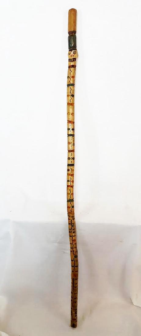 Carved and Painted Folk Art Cane Dated 1938 (1 of 6)