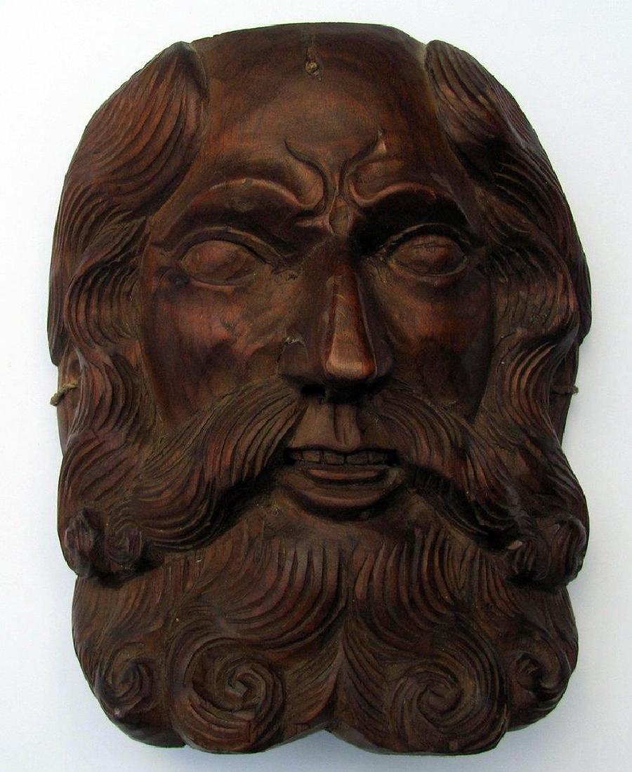 20th Century 3-D Carved Wood Mask of Old Man (1 of 3)