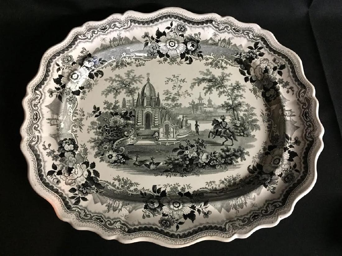 Large 19th C. Black Transferware Palestine Platter (1 of 4)
