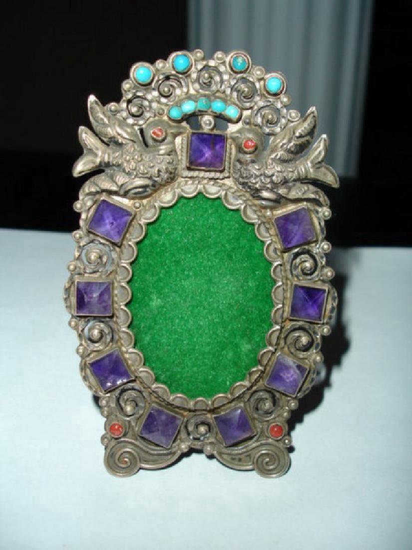 Mexican Sterling Silver Ornate Frame Doves MATL Poulat (1 of 4)