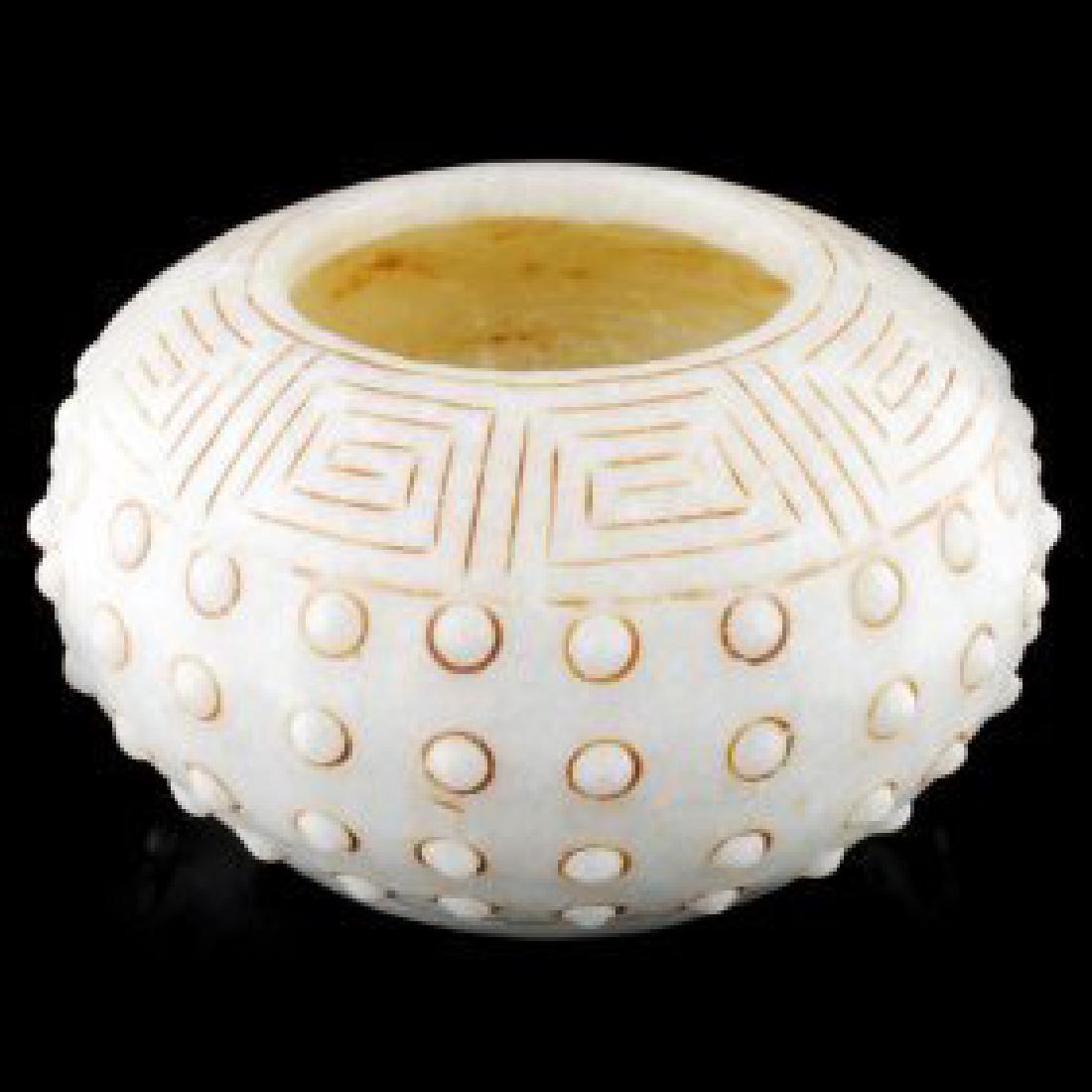 Old Chinese Carved White Jade Brush Washer (1 of 3)