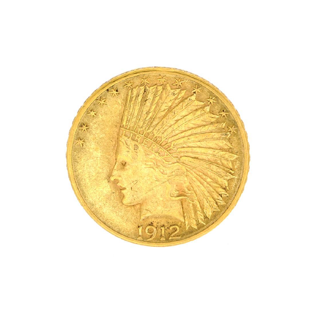 Exquisdite 1912-S $10 U.S. Indian Head Gold Coin (1 of 2)