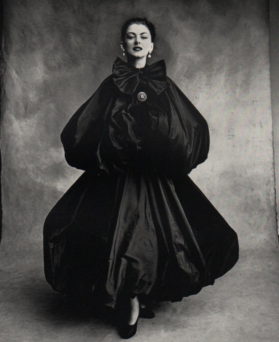 IRVING PENN - Balenciaga Harem Dress, Paris,1950: Artist: IRVING PENN Print Title: Balenciaga Harem Dress, (Diane) Paris,1950 Medium: quad-tone Photoengraving Printed 1991 in the US Image size (inches) approx. 8.5 x 7" Irving Penn was an American pho