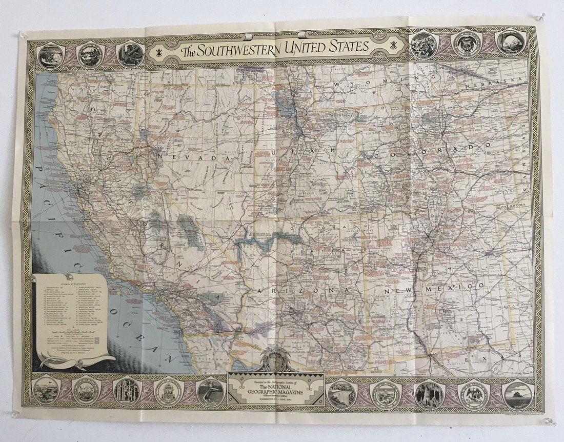 National Geographic Map of Southwestern US Map, 1940 (1 of 7)
