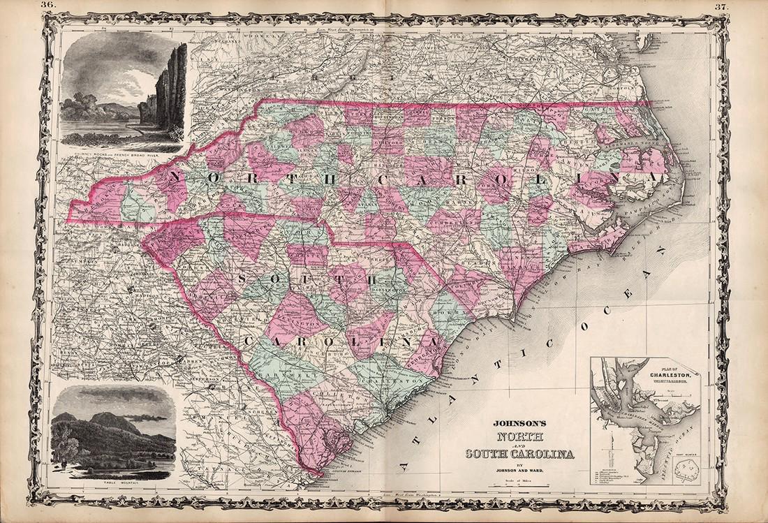 Johnson: Map of North & South Carolina, 1863 (1 of 4)