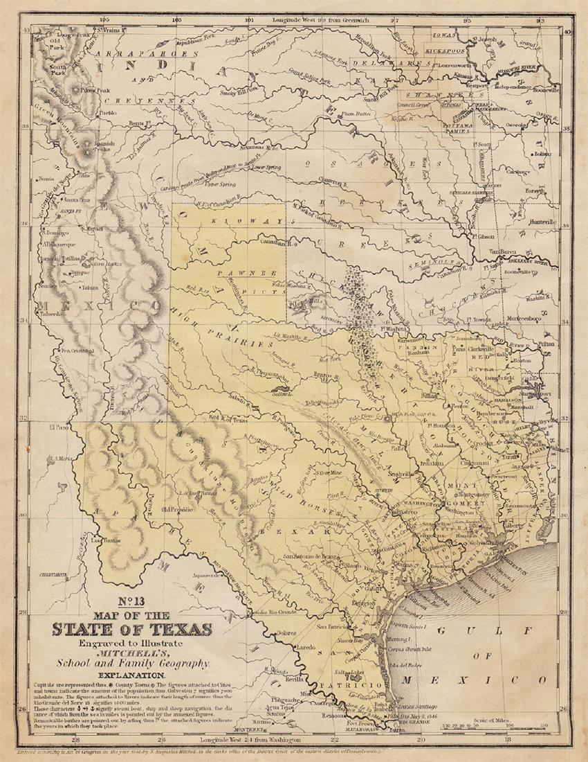 Mitchell: Map of Texas from 1851 Atlas (1 of 3)