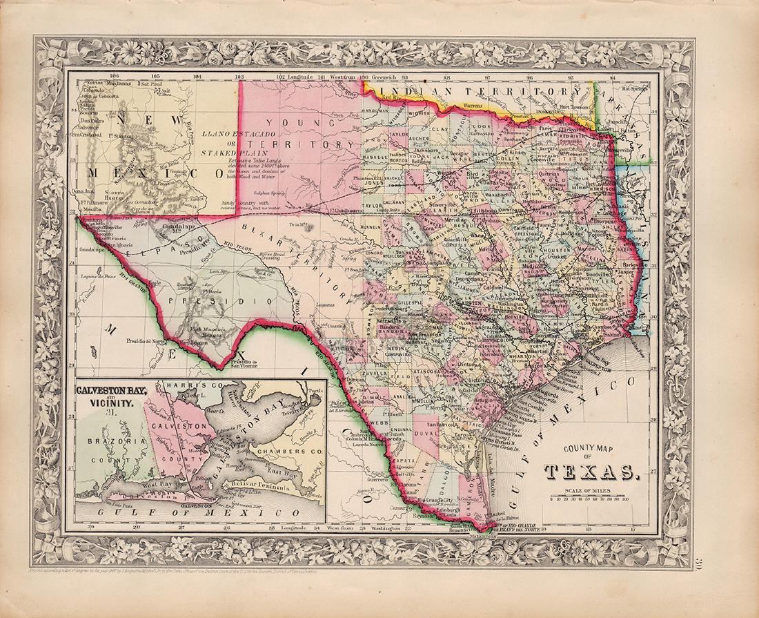 Mitchell: County Map of Texas, 1862 (1 of 4)