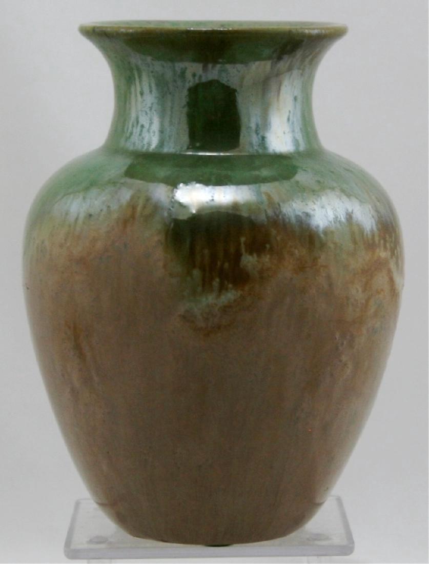 Fulper Drip Glaze Vase Green Over Lustrous Cafe Au Lait (1 of 9)
