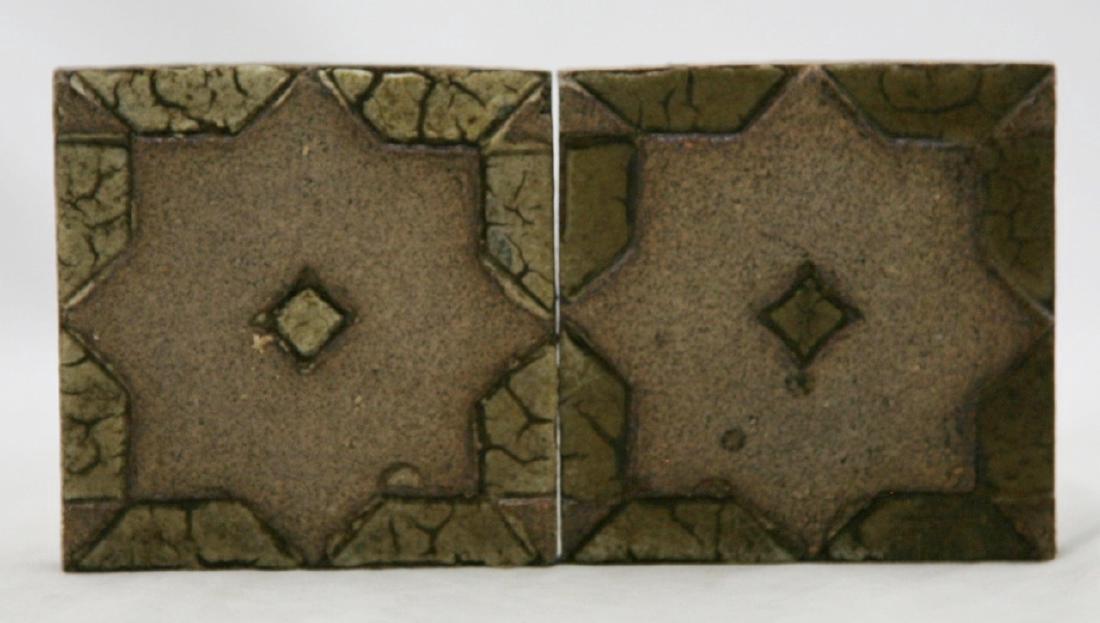 Pair of Grueby Pottery Flower Tiles (1 of 6)