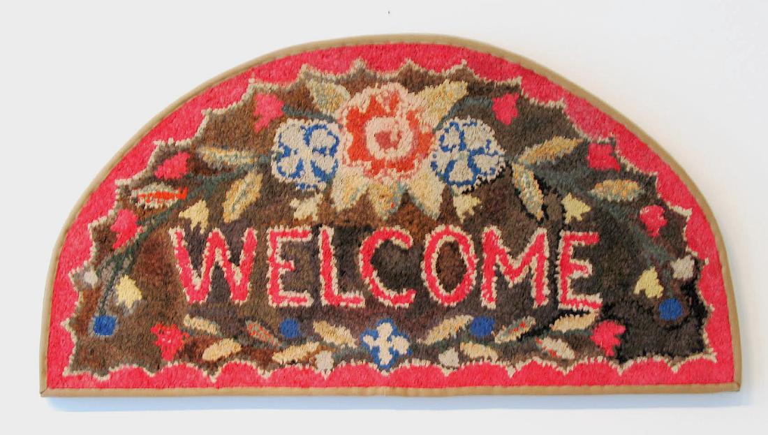 Half Round “Welcome” Hooked Rug (1 of 1)