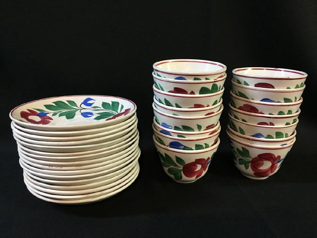 Set of Adams Rose Staffordshire Cups & Saucers C 1860s (1 of 3)